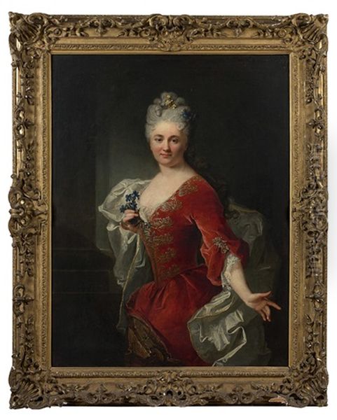 Portrait D'une Dame De Qualite A La Robe Rouge - view 1