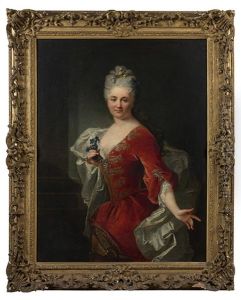 Portrait D'une Dame De Qualite A La Robe Rouge by Robert Levrac-Tournieres