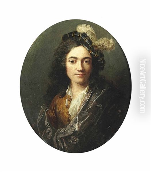 Portrait Of Pierre De La Roche, Bust-length, In An Ochre Jacket And A Purple Wrap, With A Feathered Cap - view 1