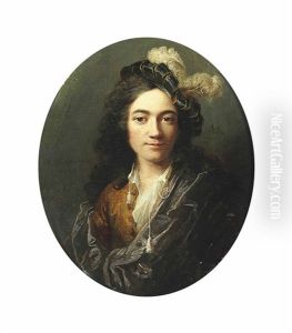 Portrait Of Pierre De La Roche, Bust-length, In An Ochre Jacket And A Purple Wrap, With A Feathered Cap by Robert Levrac-Tournieres