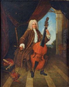 Gentilhomme Jouant De La Viole De Gambe by Robert Levrac-Tournieres
