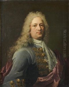 Portrait D'homme A L'habit Bleu Et A L'etole Mauve by Robert Levrac-Tournieres