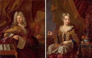Portrat Eines Edelmannes (+ Portrat Einer Dame; Pair) by Robert Levrac-Tournieres