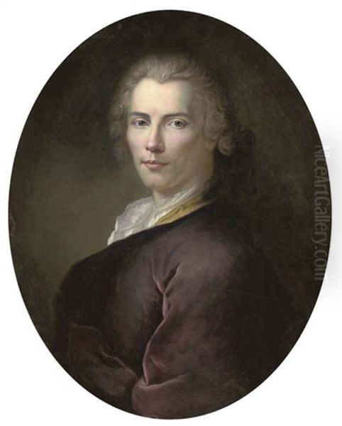 Portrait Of Gentleman In A Burgundy Coat With Gold Lining - view 1