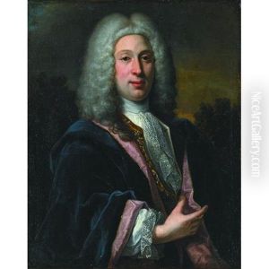 A Portrait Of A Nobleman In A Blue Cloak With Woods Beyond A Portrait Of A Nobleman In A Blue Cloak With Woods Beyond