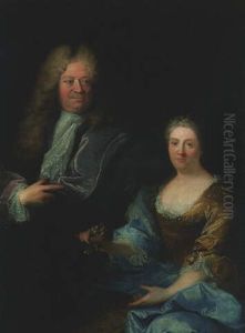 Double Portrait Of Nobleman And His Wife by Robert Levrac-Tournieres