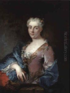 Portrait Of A Lady Wearing A Garland Of Flowers By A Wall In A Garden