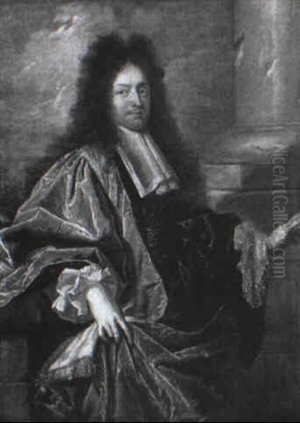 Portrait Of A Gentleman, In Black Robes And Red Cloak - view 1