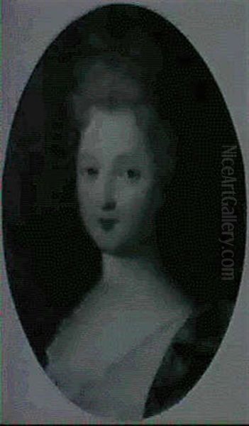 Portrait Of A Lady, Bust Length In A Pink Dress With A Blue Wrap - view 1