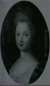 Portrait Of A Lady, Bust Length In A Pink Dress With A Blue Wrap