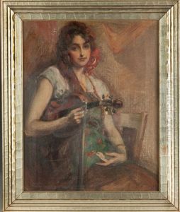 Gypsy Girl With Violin by Alexander Oscar Levy