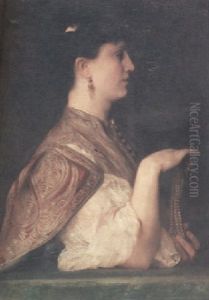 A Portrait Of A Lady Holding A String Of Pearls