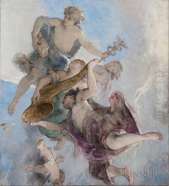 Cartoon For A Ceiling Decoration Depicting Health And Wealth - view 1