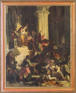 Scene De Massacre, Entree Des Croises A Constantinople by Henri Leopold Levy