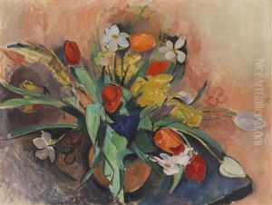 Vase Mit Tulpen Und Narzissen