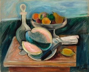 Stilleben Mit Fruchtschale, Melone Und Karaffe