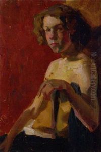 Sitzender Weiblicher Halbakt by Rudolf Levy