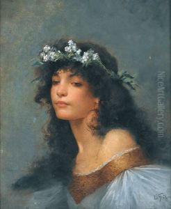 Junge Frau Mit Blumenkranz Im Haar
