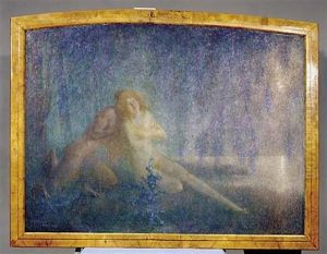 Conte Bleu - Wood Nymph With Satyr by Lucien Levy-Dhurmer