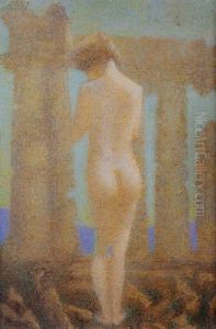 Nu Feminin Parmi Les Ruines Antiques by Lucien Levy-Dhurmer