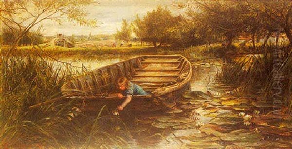Picking Water Lillies - view 1