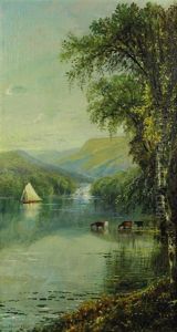 Cattle Grazing In The River by Edmund Darch Lewis