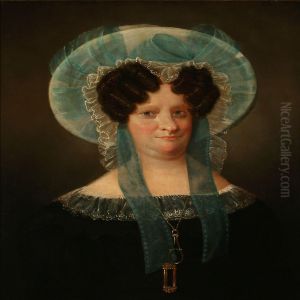 Portrait Of A Woman In A Black Dress And Large Hat by Wilhelm Ferdinand Bendz