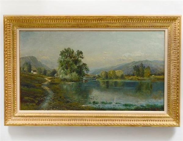Mountainous Farm Landscape With Pond - view 1