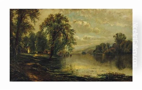 Cows Drinking From A River - view 1