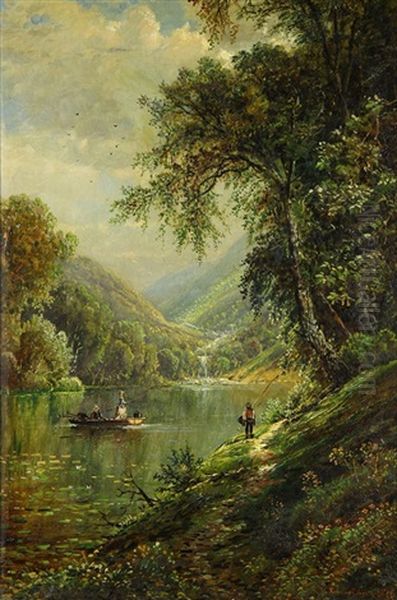 Landscape With Figures Fishing By A Stream - view 1