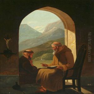 Two Monks In The Window Of A Southern Monastery by Wilhelm Ferdinand Bendz
