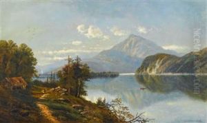 Boater On Mountain Lake