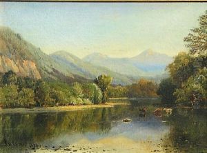 Peaceful Stream With Cattle Watering