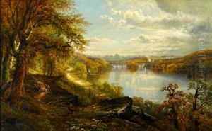 View Of The Schuylkill River With Memorial Hall In The Background by Edmund Darch Lewis