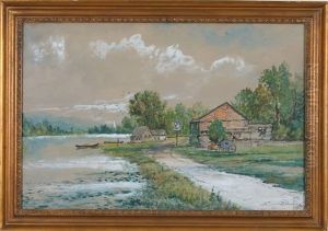 Scene Along The River by Edmund Darch Lewis