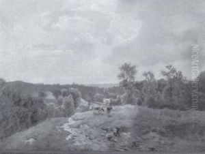 Panoramic Landscape With Cattle by Edmund Darch Lewis