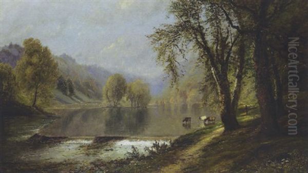 Cattle Watering By The River - view 1