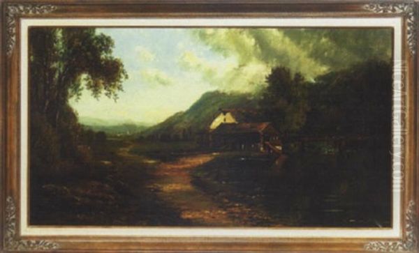 Cattle Watering At The Mill Pond - view 1