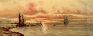 Sailing Vessels With A Distant Town