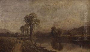 Landscape With River And Surrounding Mountains by Edmund Darch Lewis