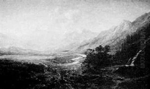 Figures In A Panoramic Landscape by Edmund Darch Lewis