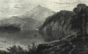 Landscape With Lake And Figures by Edmund Darch Lewis