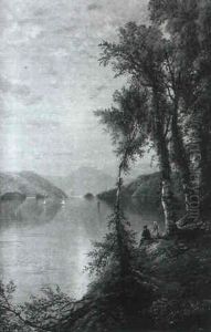 Landscape With Figures Overlooking A River by Edmund Darch Lewis