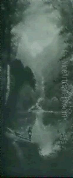 Hiker By A Waterfall - view 1