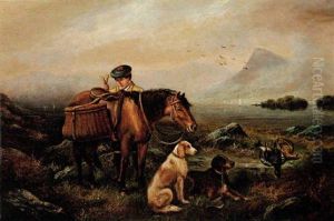 Scottish Hunter With His Retrievers