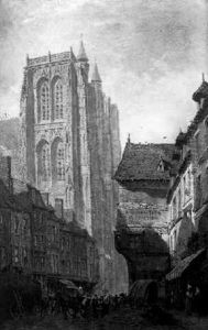 Rue Animee Devant La Cathedrale D'abbeville