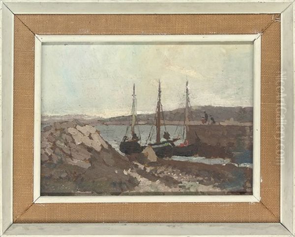 Boats Moored In The Harbour, Connemara (+ Townscape; Verso) - view 1