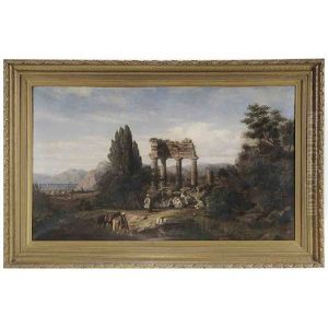 Algerian Soldiers Resting Next To Roman Ruins by Henry Lewis