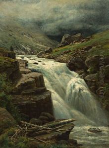 'wasserfall Der Reuss Nahe Des St. Gotthard Tunnel' by Henry Lewis