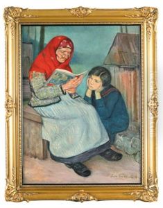Babcia Czytajaca Wnuczce